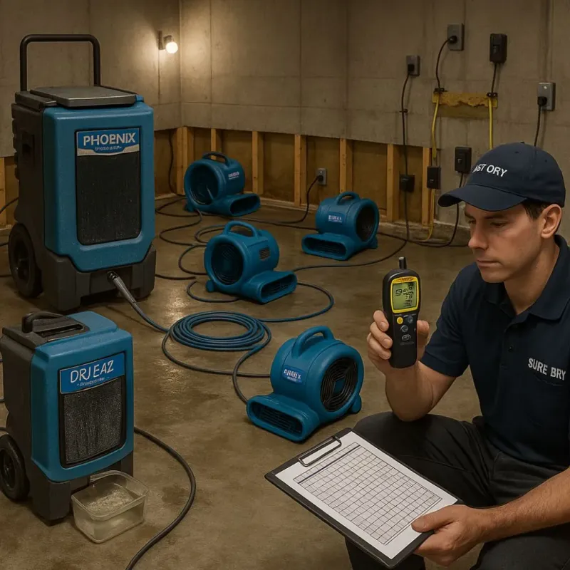 Structural Drying and Dehumidification process in Spencer, MA